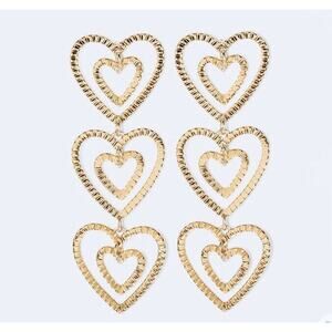 SUGARFIX by Baublebar Stacked Gold Heart Drop Earrings - Gold